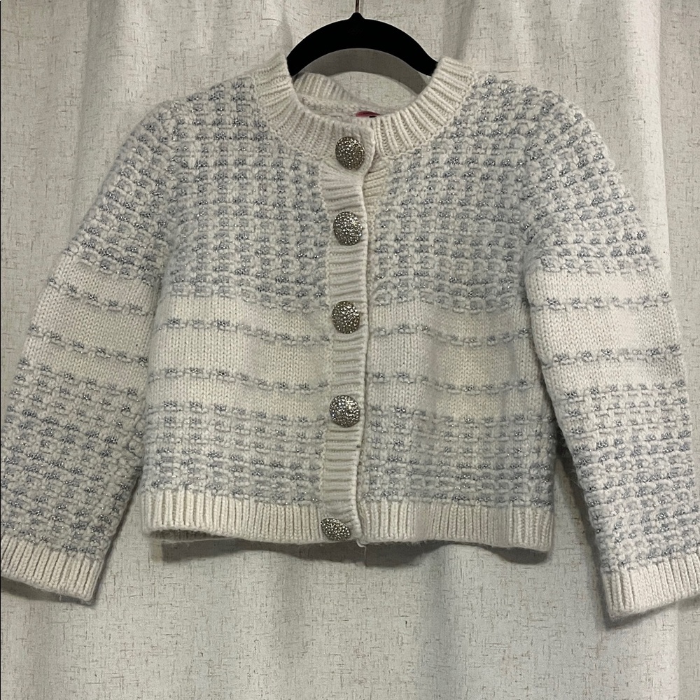 Kate Spade New York Womens Vest White Jewel Button Texture Cardigan